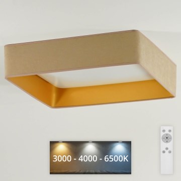 Brilagi - LED Dimbar taklampa VELVET SQUARE LED/24W/230V 3000/4000/6500K + fjärrkontroll beige