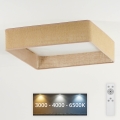 Brilagi - LED Dimbar taklampa VELVET SQUARE LED/24W/230V 3000/4000/6500K + fjärrkontroll brun
