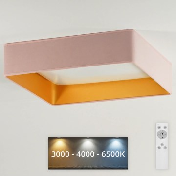 Brilagi - LED Dimbar taklampa VELVET SQUARE LED/24W/230V 3000/4000/6500K + fjärrkontroll rosa