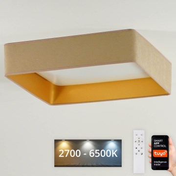 Brilagi - LED Dimbar taklampa VELVET SQUARE SMART LED/36W/230V 2700-6500K Wi-Fi Tuya + fjärrkontroll beige