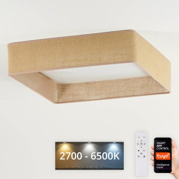 Brilagi - LED Dimbar taklampa VELVET SQUARE SMART LED/36W/230V 2700-6500K Wi-Fi Tuya + fjärrkontroll brun