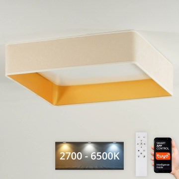 Brilagi - LED Dimbar taklampa VELVET SQUARE SMART LED/36W/230V 2700-6500K Wi-Fi Tuya + fjärrkontroll grädde