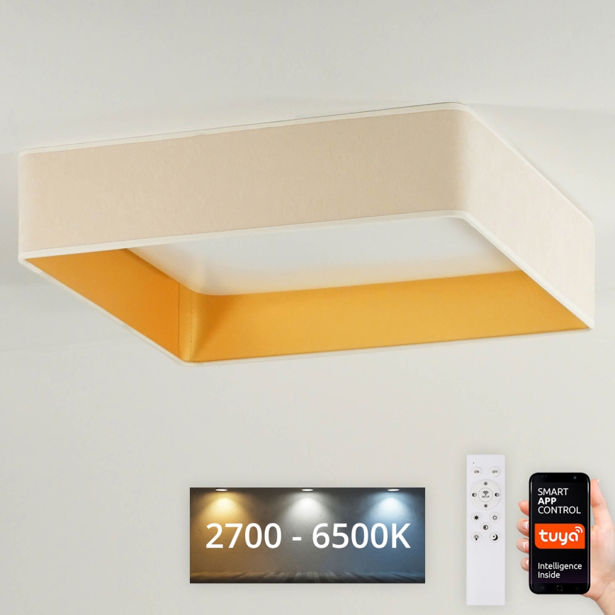 Brilagi - LED Dimbar taklampa VELVET SQUARE SMART LED/36W/230V 2700-6500K Wi-Fi Tuya + fjärrkontroll grädde