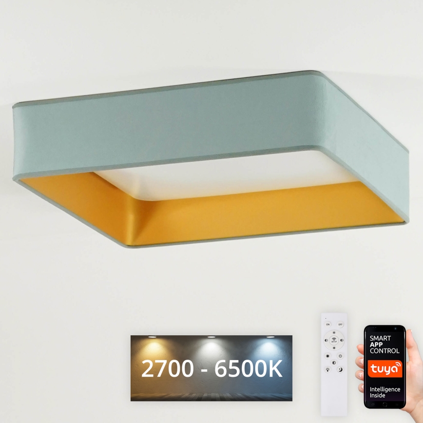 Brilagi - LED Dimbar taklampa VELVET SQUARE SMART LED/36W/230V 2700-6500K Wi-Fi Tuya + fjärrkontroll mint