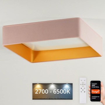 Brilagi - LED Dimbar taklampa VELVET SQUARE SMART LED/36W/230V 2700-6500K Wi-Fi Tuya + fjärrkontroll rosa