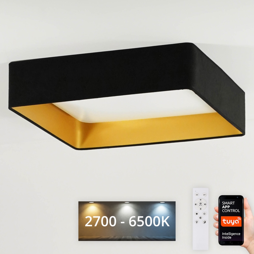Brilagi - LED Dimbar taklampa VELVET SQUARE SMART LED/36W/230V 2700-6500K Wi-Fi Tuya + fjärrkontroll svart