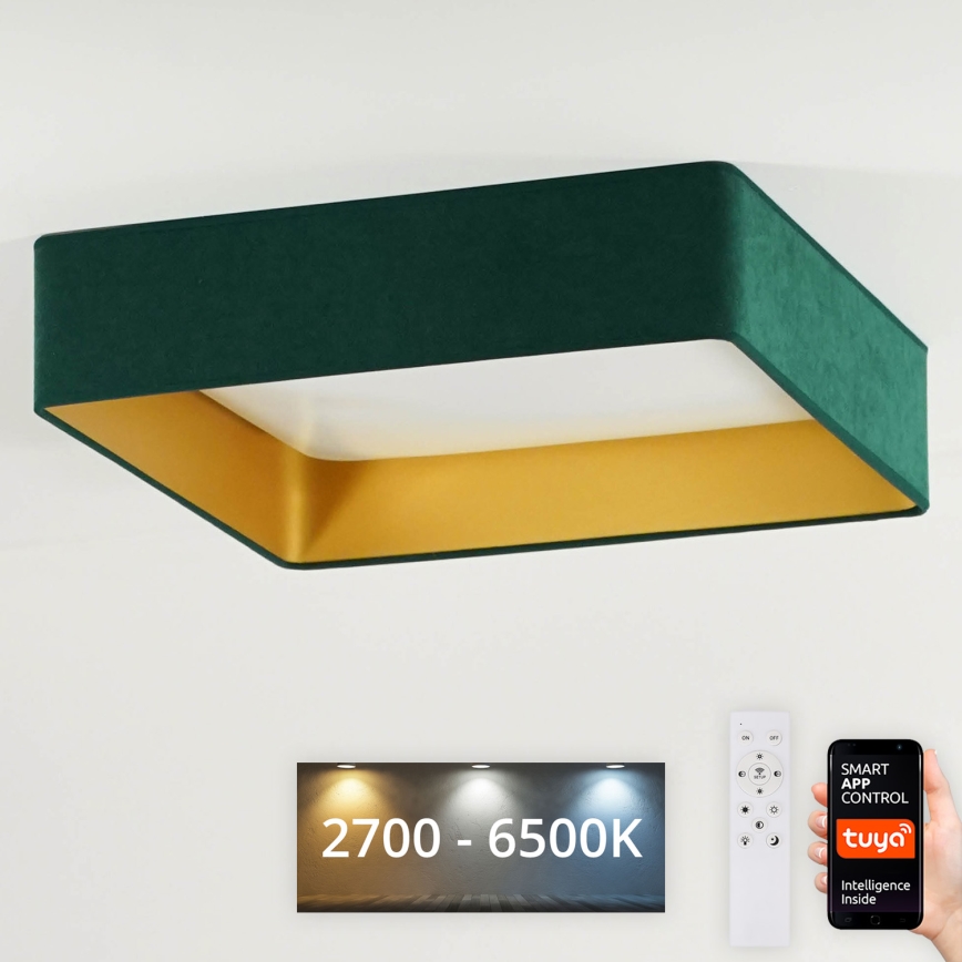 Brilagi - LED-dimbar taklampa VELVET SQUARE SMART LED/36W/230V 60x60 cm 2700-6500K Wi-Fi Tuya + fjärrkontroll grön