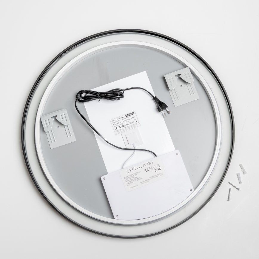 Brilagi - LED-dimmbar uppvärmd badrumsspegel med belysning ALU PRO LED/18W/230V Ø 60 cm 3000/4000/6500K IP44 svart