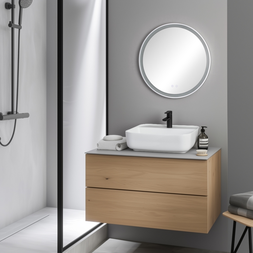 Brilagi - Dimbar uppvärmd badrumsspegel med bakgrundsbelysning ALU PRO LED/18W/230V Ø 60 cm 3000/4000/6500K IP44 matt krom