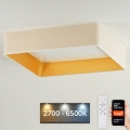 Brilagi - LED Dimbart Takarmatur VELVET SQUARE SMART LED/36W/230V 2700-6500K Wi-Fi Tuya + fjärrkontroll krämvit
