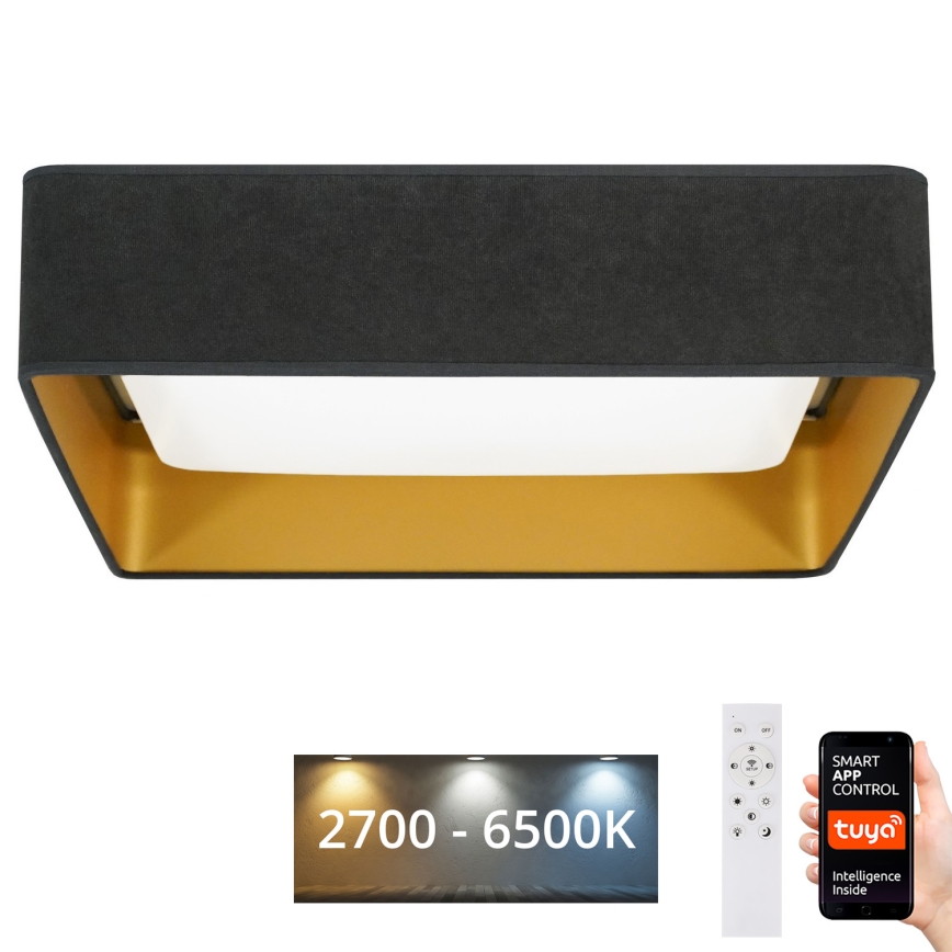 Brilagi - LED Dimbart Takarmatur VELVET SQUARE SMART LED/36W/230V 2700-6500K Wi-Fi Tuya + fjärrkontroll grå