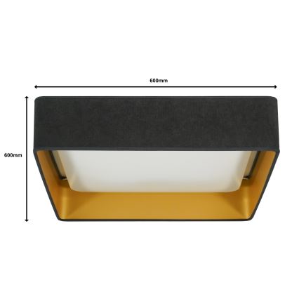 Brilagi - LED Dimbart Takarmatur VELVET SQUARE SMART LED/36W/230V 2700-6500K Wi-Fi Tuya + fjärrkontroll grå