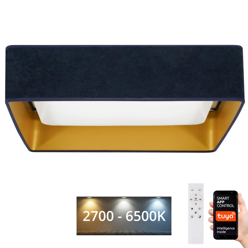 Brilagi - LED dimbar taklampa VELVET SQUARE SMART LED/36W/230V 2700-6500K Wi-Fi Tuya + fjärrkontroll mörkblå