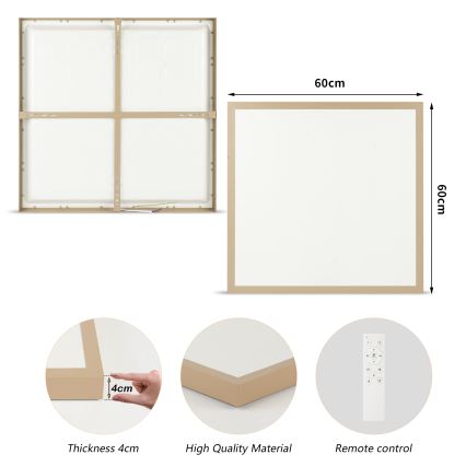 Brilagi - FRAME SMART LED dimbar takarmatur för badrum 50W/230V 60x60 cm 3000-6000K IP44 beige + fjärrkontroll