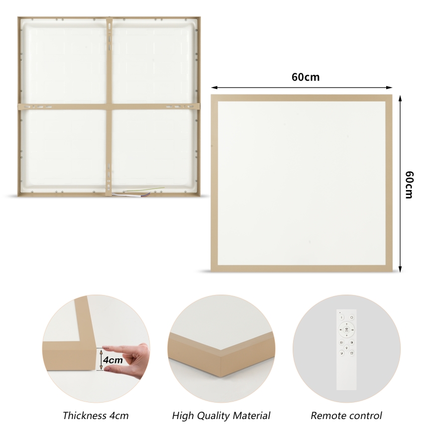 Brilagi - FRAME SMART LED dimbar takarmatur för badrum 50W/230V 60x60 cm 3000-6000K IP44 beige + fjärrkontroll