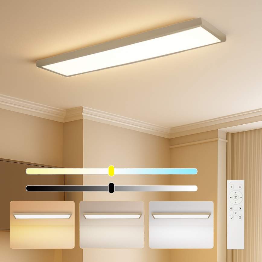 Brilagi - LED Dimmbar badrumstaklampa FRAME SMART LED/50W/230V 120x30 cm 3000-6000K IP44 beige + fjärrkontroll