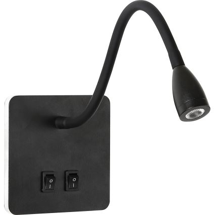 Brilagi - LED Flexibel vägglampa MAYA Double LED/4W/230V + LED/3W svart