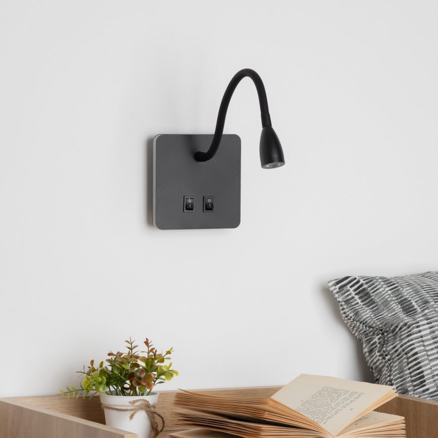 Brilagi - LED Flexibel vägglampa MAYA Double LED/4W/230V + LED/3W svart