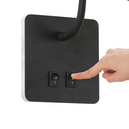 Brilagi - LED Flexibel vägglampa MAYA Double LED/4W/230V + LED/3W svart