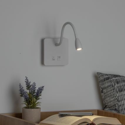 Brilagi - LED Flexibel vägglampa MAYA Double LED/4W/230V + LED/3W vit