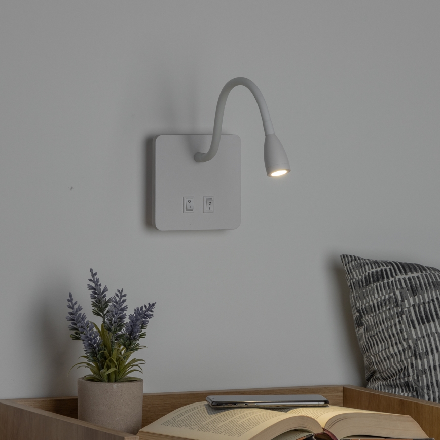 Brilagi - LED Flexibel vägglampa MAYA Double LED/4W/230V + LED/3W vit