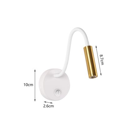 Brilagi - LED Flexibel vägglampa MAYA LED/3W/230V 4000K vit/guld