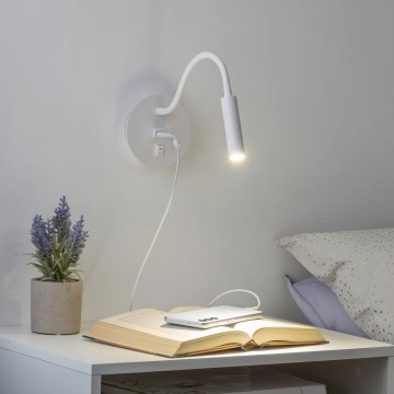 Brilagi - LED Flexibel vägglampa med USB-port MAYA LED/3W/230V 4000K vit