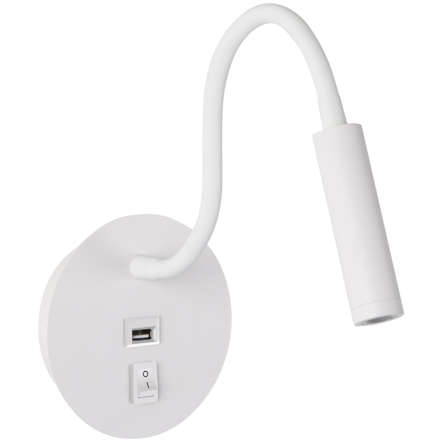 Brilagi - LED Flexibel vägglampa med USB-port MAYA LED/3W/230V 4000K vit