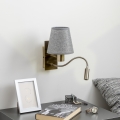 Brilagi - LED Flexibel vägglampa NUBILA 1xE27/25W/230V + LED/3W mässing/grå
