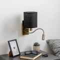 Brilagi - LED Flexibel vägglampa NUBILA 1xE27/25W/230V + LED/3W mässing/svart