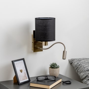 Brilagi - LED Flexibel vägglampa NUBILA 1xE27/25W/230V + LED/3W mässing/svart