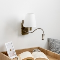 Brilagi - LED Flexibel vägglampa NUBILA 1xE27/25W/230V + LED/3W mässing/vit