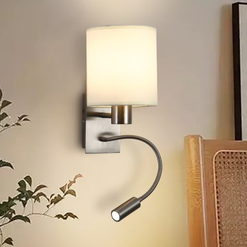 Brilagi - LED Flexibel vägglampa NUBILA 1xE27/25W/230V + LED/3W matt krom/grädde