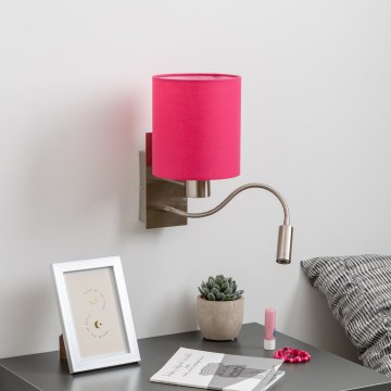 Brilagi - LED Flexibel vägglampa NUBILA 1xE27/25W/230V + LED/3W matt krom/rosa