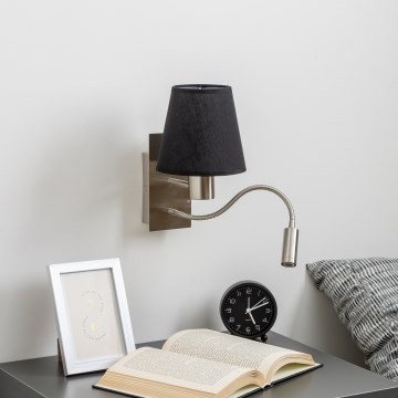 Brilagi - LED Flexibel vägglampa NUBILA 1xE27/25W/230V + LED/3W matt krom/svart