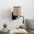Brilagi - LED Flexibel vägglampa NUBILA 1xE27/25W/230V + LED/3W svart/brun