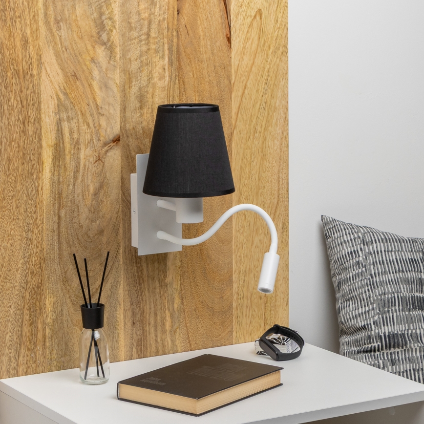 Brilagi - LED Flexibel vägglampa NUBILA 1xE27/25W/230V + LED/3W vit/svart