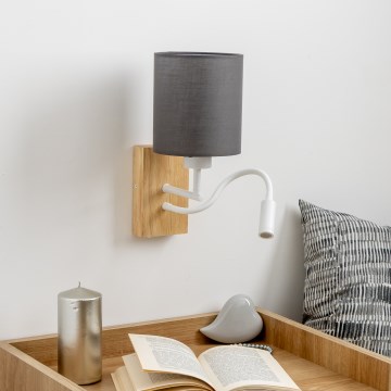Brilagi - LED Flexibel vägglampa NUBILA WOOD 1xE27/25W/230V + LED/3W ek/antracit