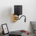 Brilagi - LED Flexibel vägglampa NUBILA WOOD 1xE27/25W/230V + LED/3W ek/svart