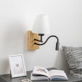 Brilagi - LED Flexibel vägglampa NUBILA WOOD 1xE27/25W/230V + LED/3W ek/vit