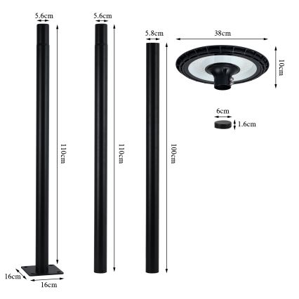 Brilagi - LED gatulampa URBANSPARK LED/60W/230V svart IP65
