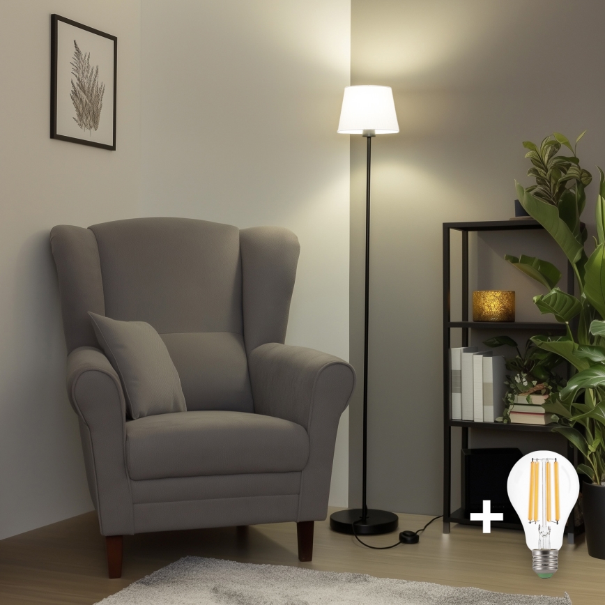 Brilagi - LED golvlampa CERIA 1xE27/40W/230V diam. 20,5 cm vit/svart