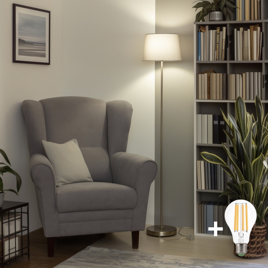 Brilagi - LED-golvlampa CERIA 1xE27/40W/230V Ø 30 cm, grå/mattkrom