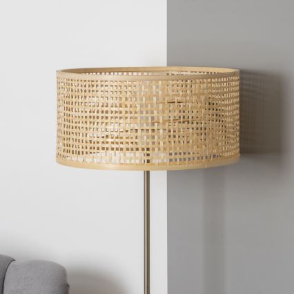 Brilagi - LED golvlampa CERIA 1xE27/40W/230V Ø 40 cm bambu/matt krom