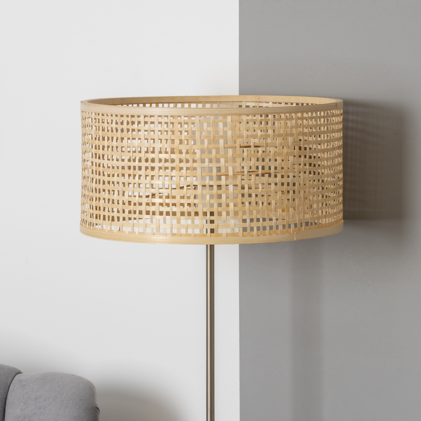 Brilagi - LED golvlampa CERIA 1xE27/40W/230V Ø 40 cm bambu/matt krom