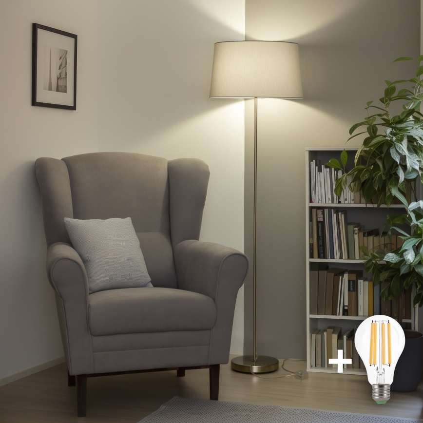 Brilagi - LED Golvlampa CERIA 1xE27/40W/230V Ø 45 cm grå/matt krom