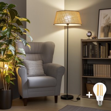 Brilagi - LED-golvlampa CERIA 1xE27/40W/230V Ø 50 cm beige/svart