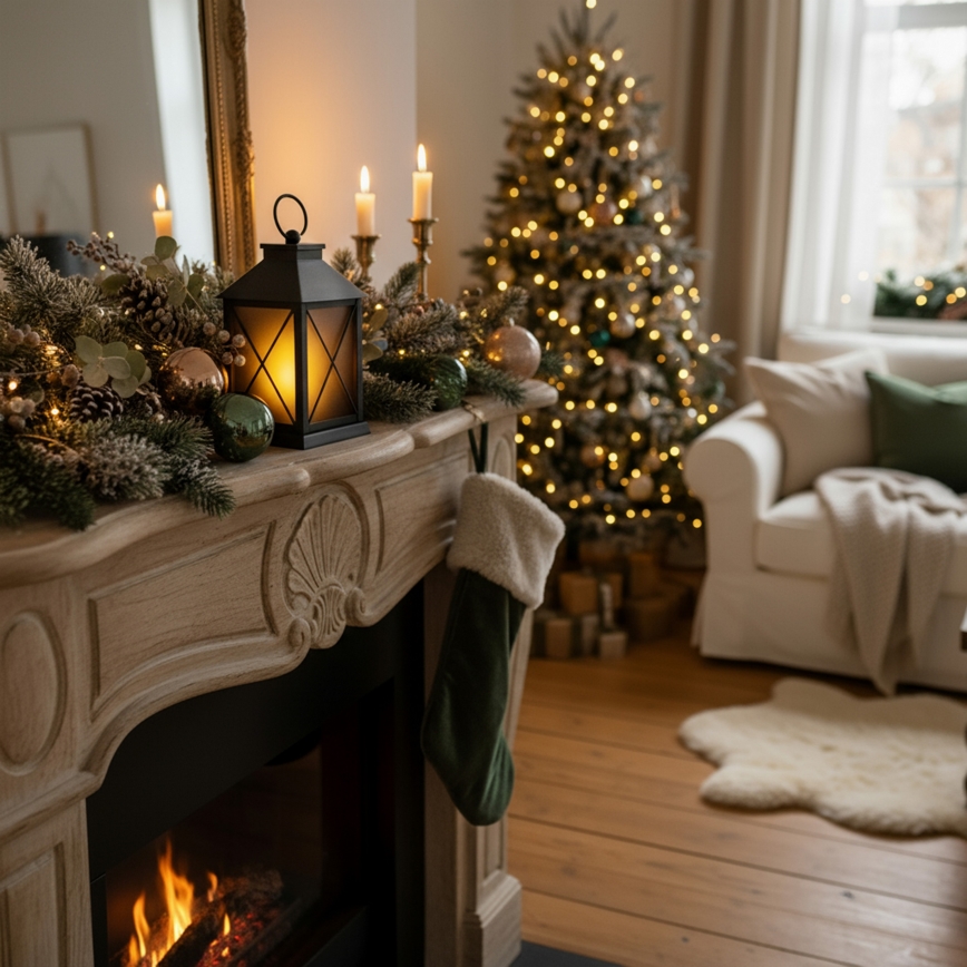 Brilagi - LED-juldekoration: lykta med LED, 2xAA