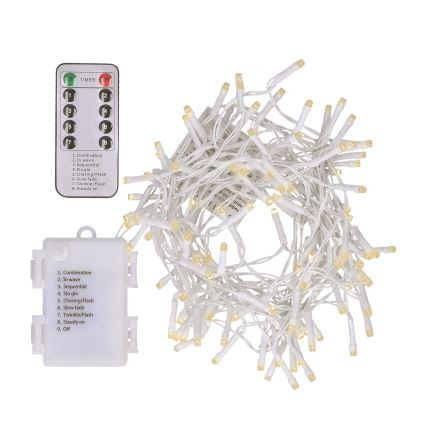 Brilagi - LED julkedja för utomhusbruk 120xLED/8 funktioner/3xAA 9,5m vit IP44 varm vit + fjärrkontroll