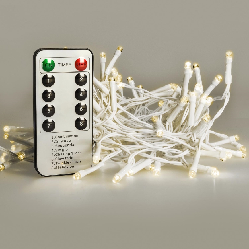 Brilagi - LED julkedja för utomhusbruk 120xLED/8 funktioner/3xAA 9,5m vit IP44 varm vit + fjärrkontroll